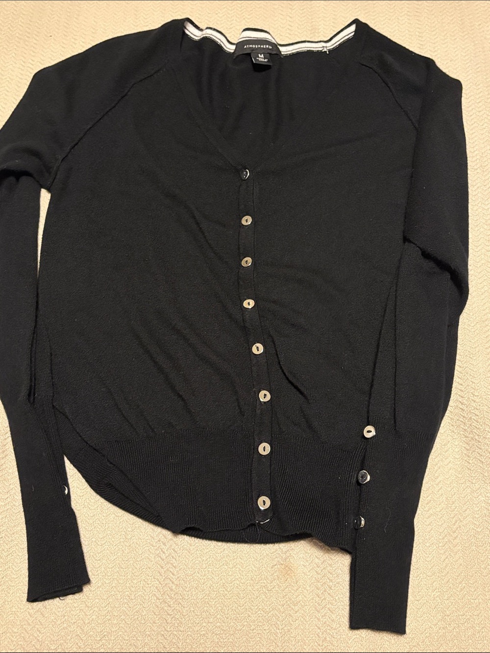 Atmosphere Black Button-Front V-Neck Cardigan